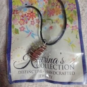 Katrina's collection handcrafted necklace silvertone black cord